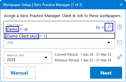 RadiusCore: Workpaper Client setup using Practice Manager integration.