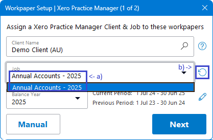 RadiusCore: Workpaper Client setup using Practice Manager integration.