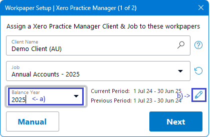 RadiusCore: Workpaper Client setup using Practice Manager integration.