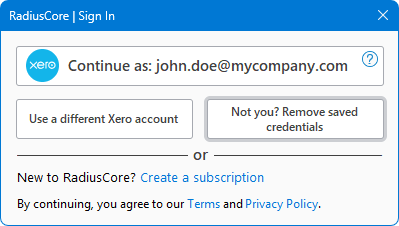 RadiusCore: Forget saved account details.